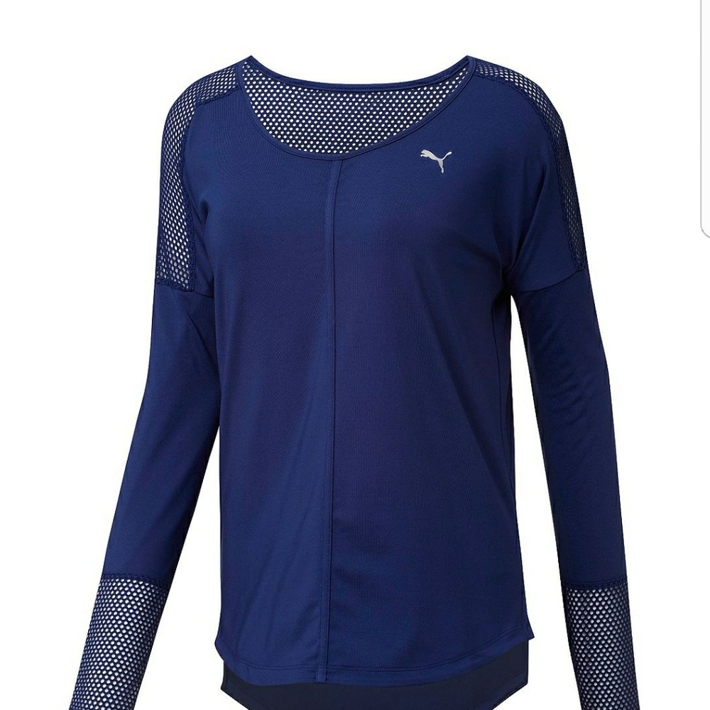 Puma  explosive long sleeve top blue mesh sz M